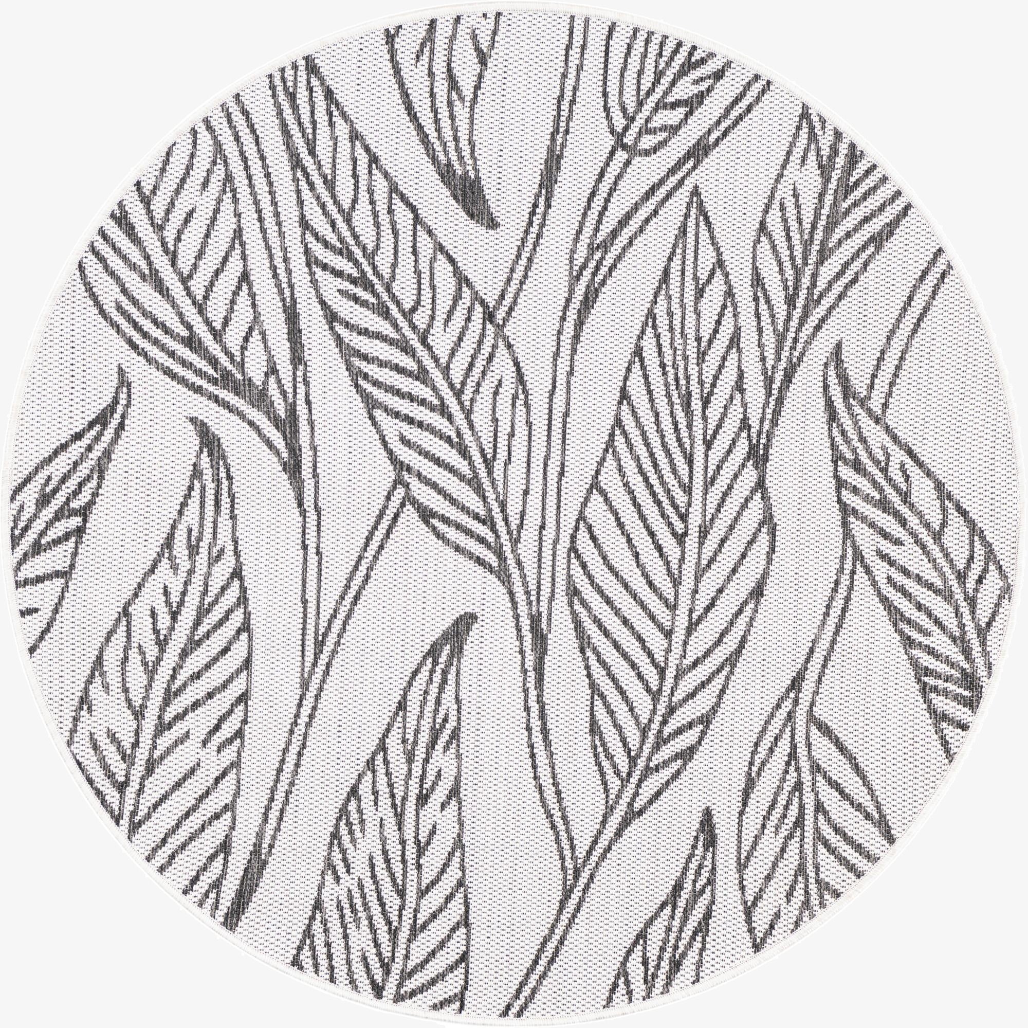 4' x 4'  Washable Botanical Indoor / Outdoor Round Rug