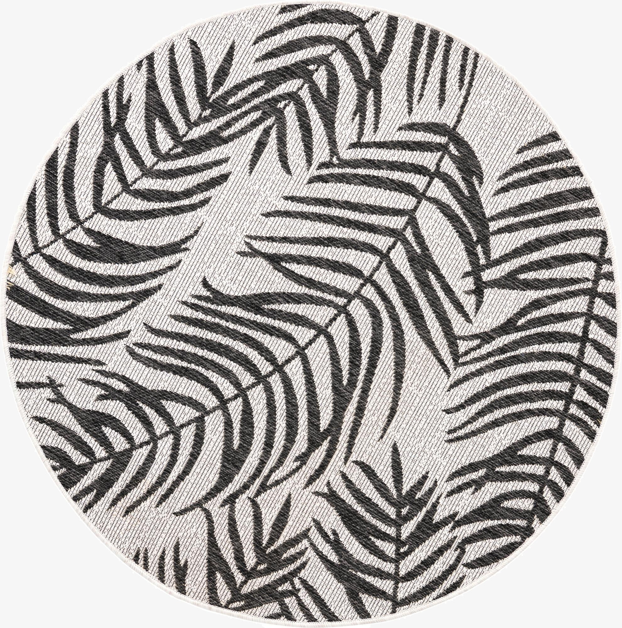 4' x 4'  Washable Botanical Indoor / Outdoor Round Rug