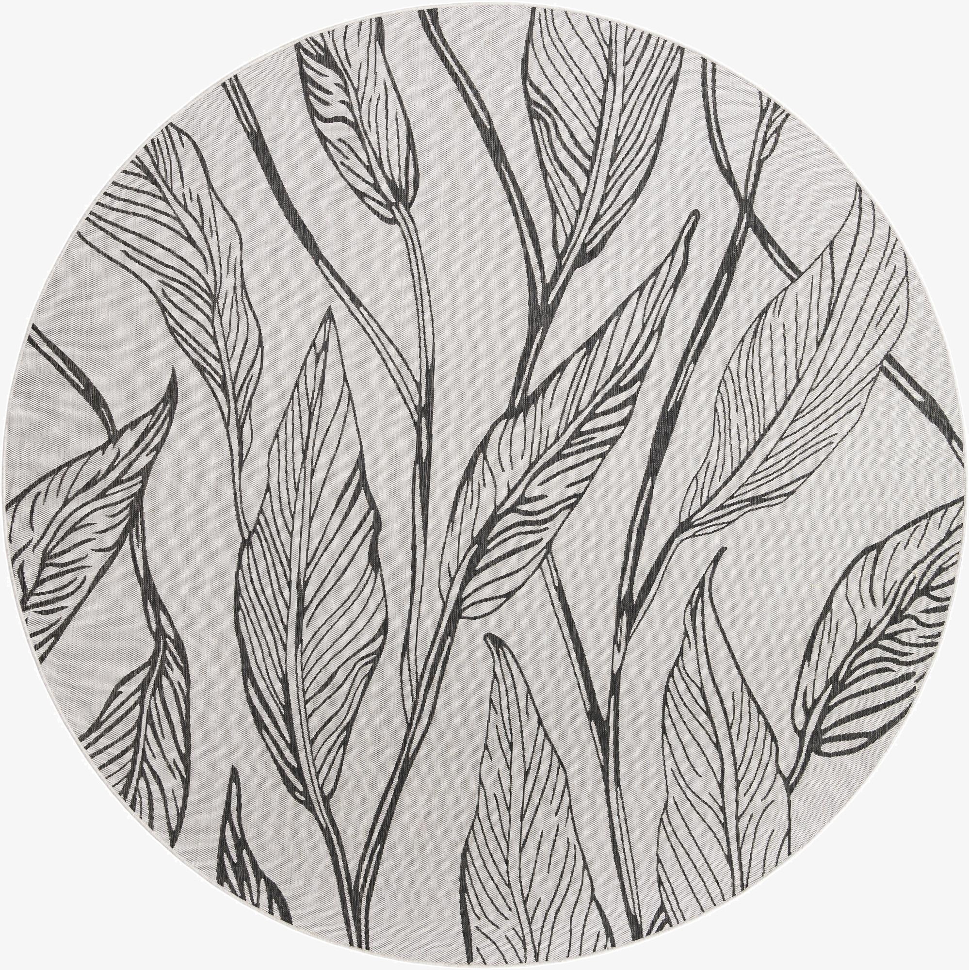 10' 8 x 10' 8  Washable Botanical Indoor / Outdoor Round Rug