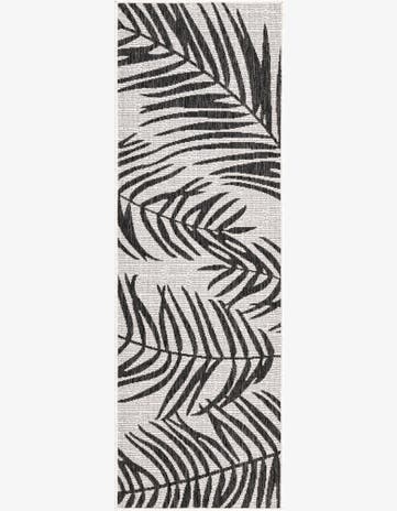 Charcoal Ivory Easy-Clean Botanical Indoor / Outdoor Runner Rug