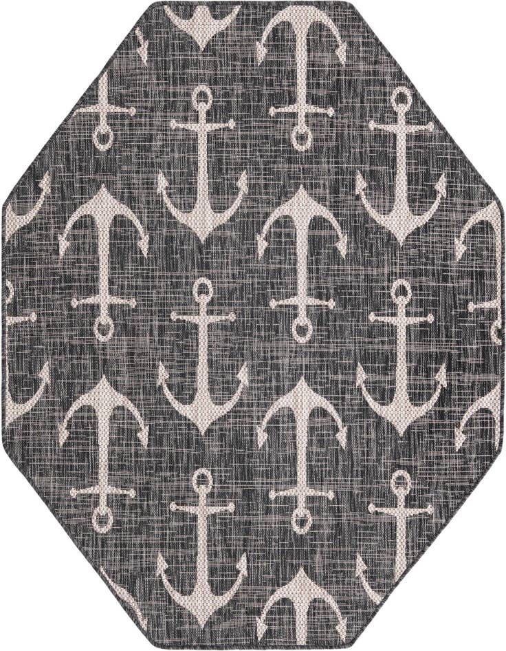 Detail image of 5' 3 x 5' 3 Easy-Clean Coastal Indoor / Outdoor Octagon Rug