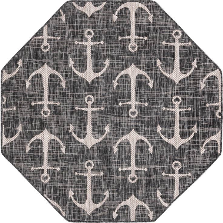 Detail image of 5' 3 x 5' 3 Easy-Clean Coastal Indoor / Outdoor Octagon Rug