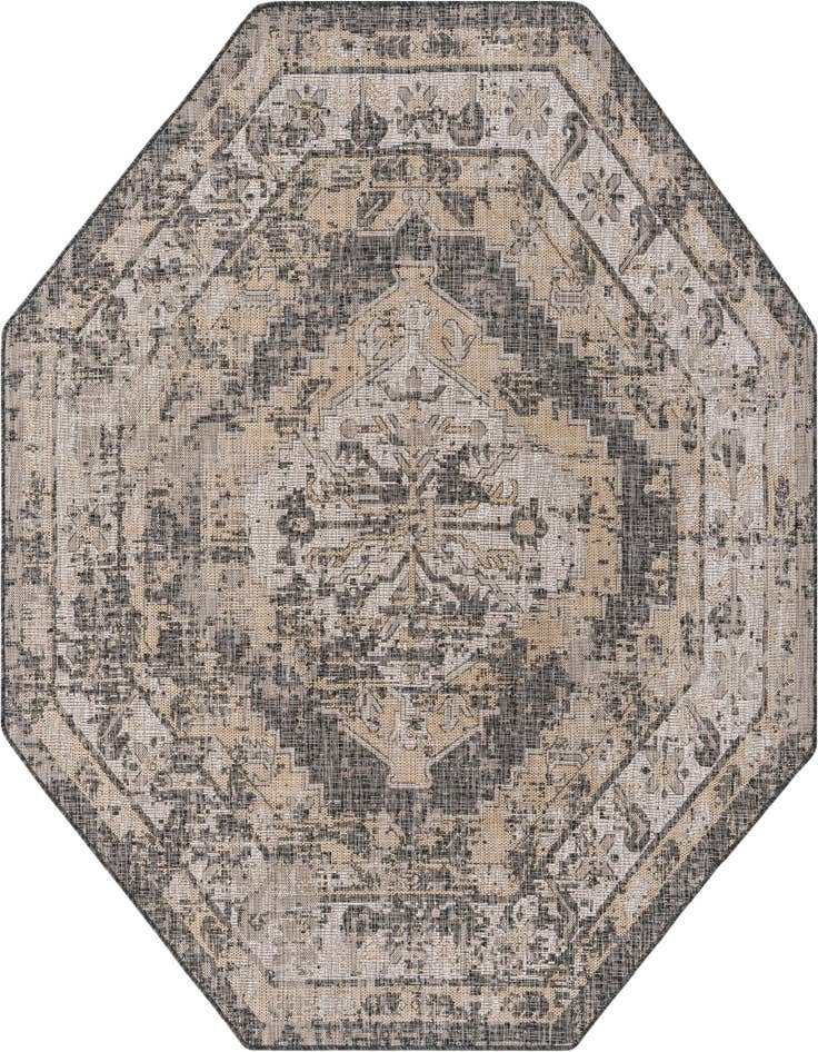 Detail image of 7' 10 x 7' 10 Easy-Clean Traditional Indoor / Outdoor Octagon Rug