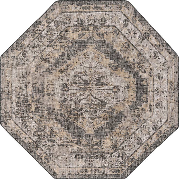 Detail image of 7' 10 x 7' 10 Easy-Clean Traditional Indoor / Outdoor Octagon Rug