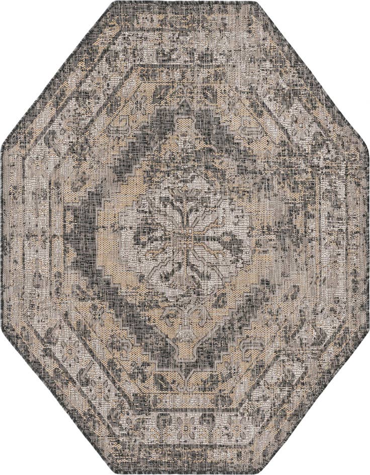 Detail image of 5' 3 x 5' 3 Easy-Clean Traditional Indoor / Outdoor Octagon Rug