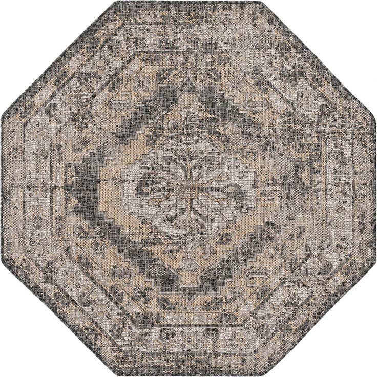 Detail image of 5' 3 x 5' 3 Easy-Clean Traditional Indoor / Outdoor Octagon Rug