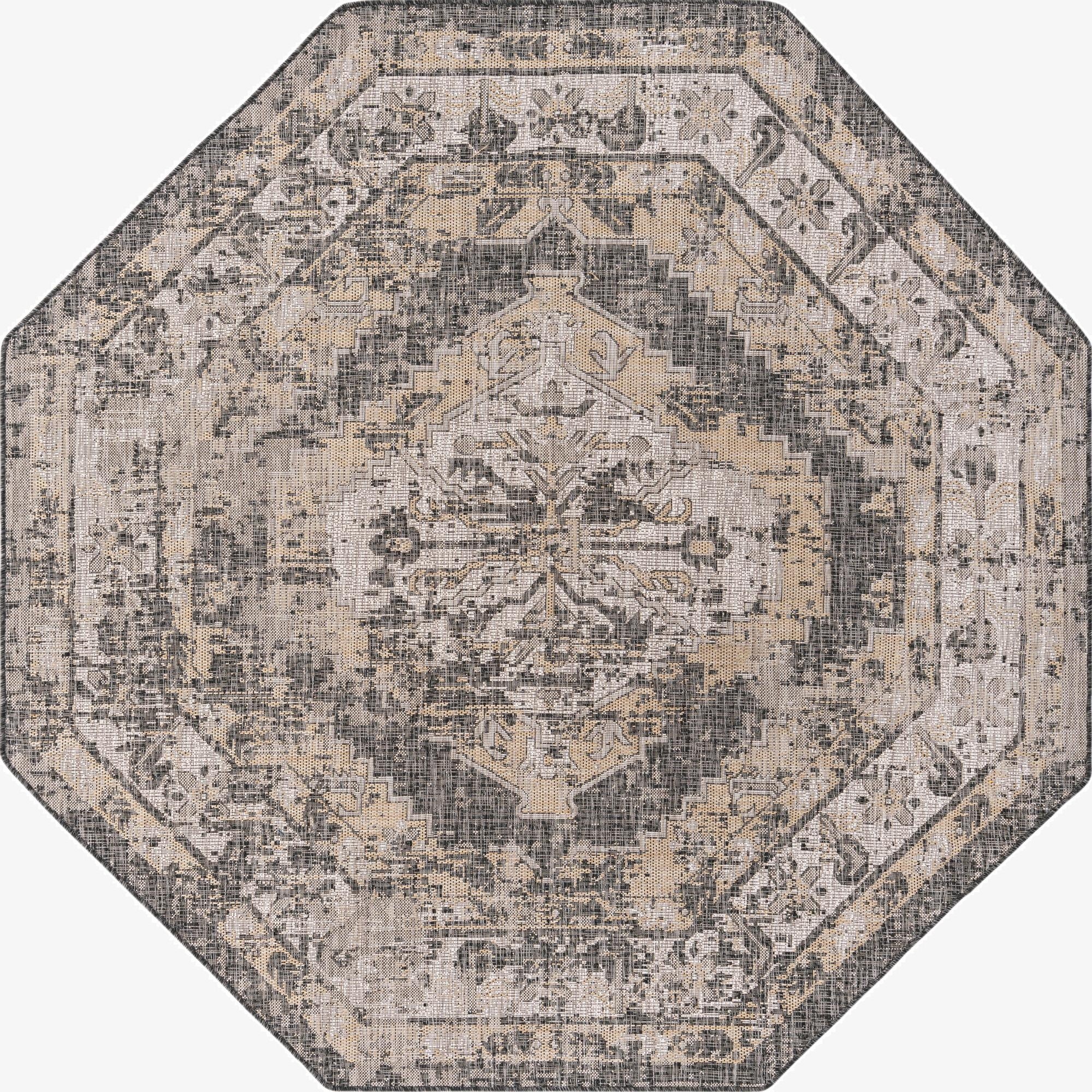 7' 10 x 7' 10  Washable Traditional Indoor / Outdoor Octagon Rug