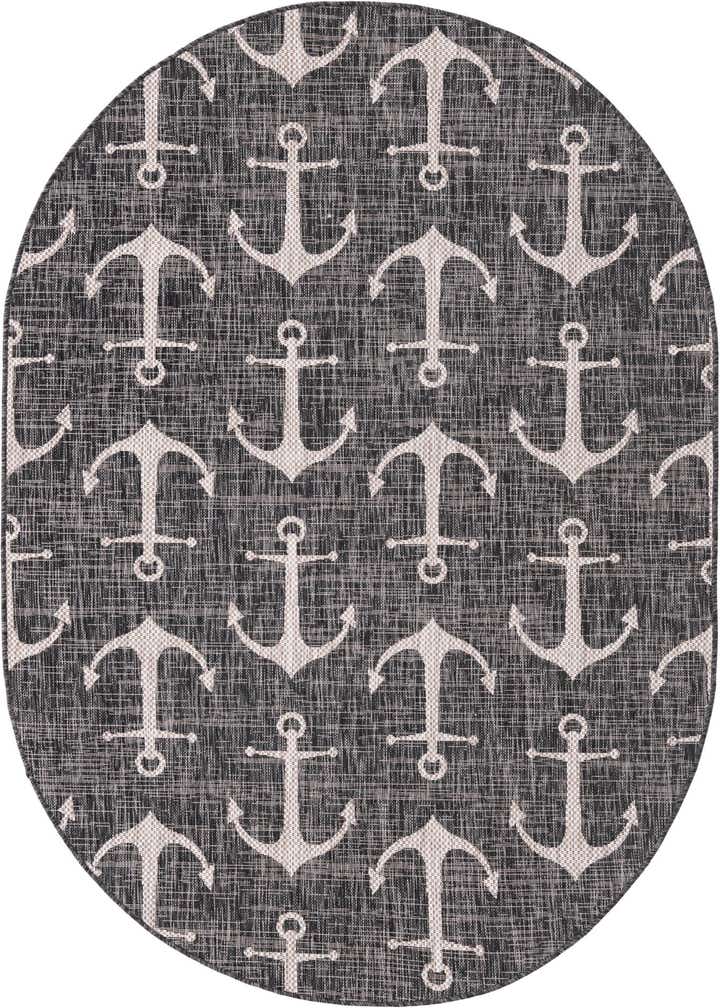 5' 3 x 8' Easy-Clean Coastal Indoor / Outdoor Oval Rug