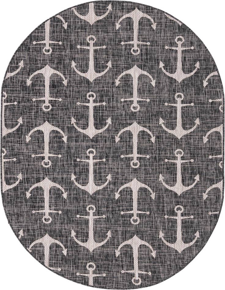 Detail image of 5' 3 x 8' Easy-Clean Coastal Indoor / Outdoor Oval Rug