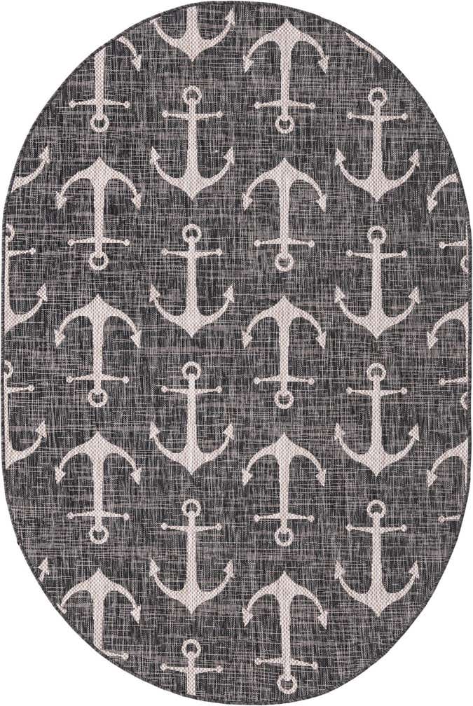 5' 3 x 8' Easy-Clean Coastal Indoor / Outdoor Oval Rug