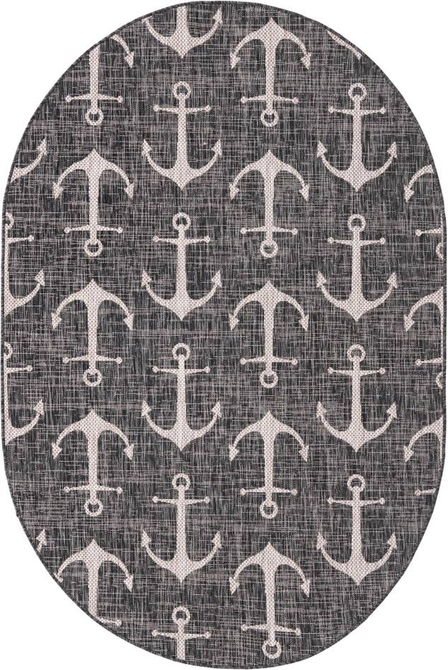 Detail image of 5' 3 x 8' Easy-Clean Coastal Indoor / Outdoor Oval Rug