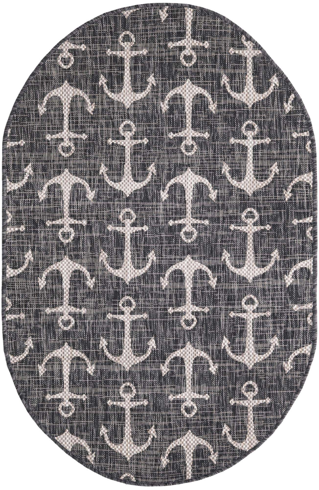 3' x 5' 3 Easy-Clean Coastal Indoor / Outdoor Oval Rug