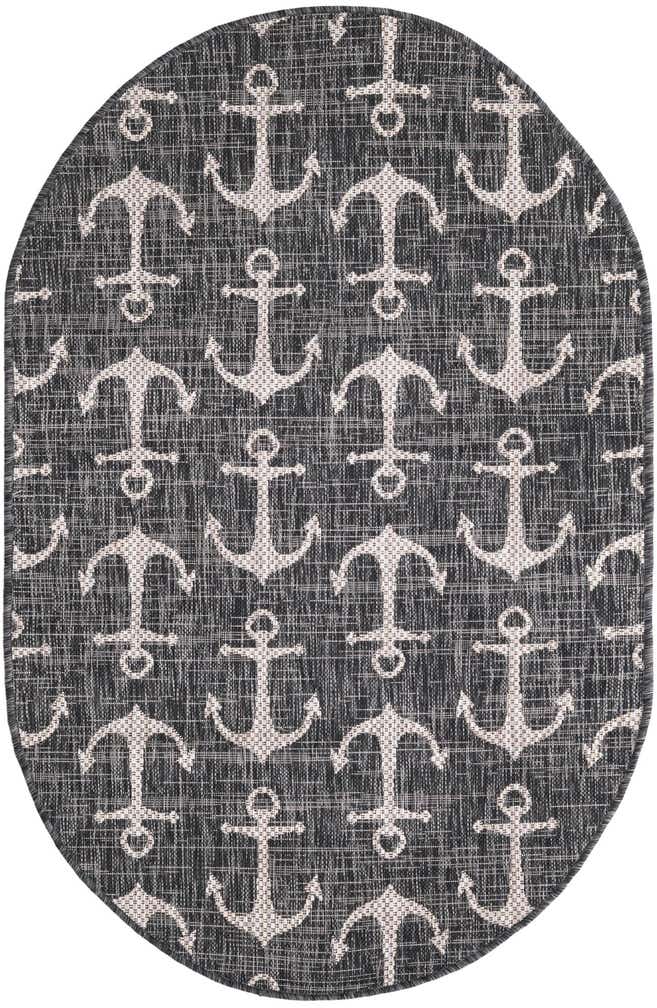 3' x 5' 3 Easy-Clean Coastal Indoor / Outdoor Oval Rug