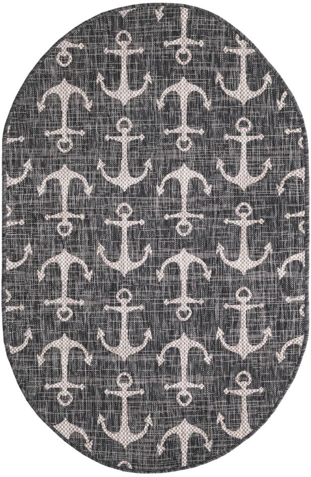Detail image of 3' x 5' 3 Easy-Clean Coastal Indoor / Outdoor Oval Rug