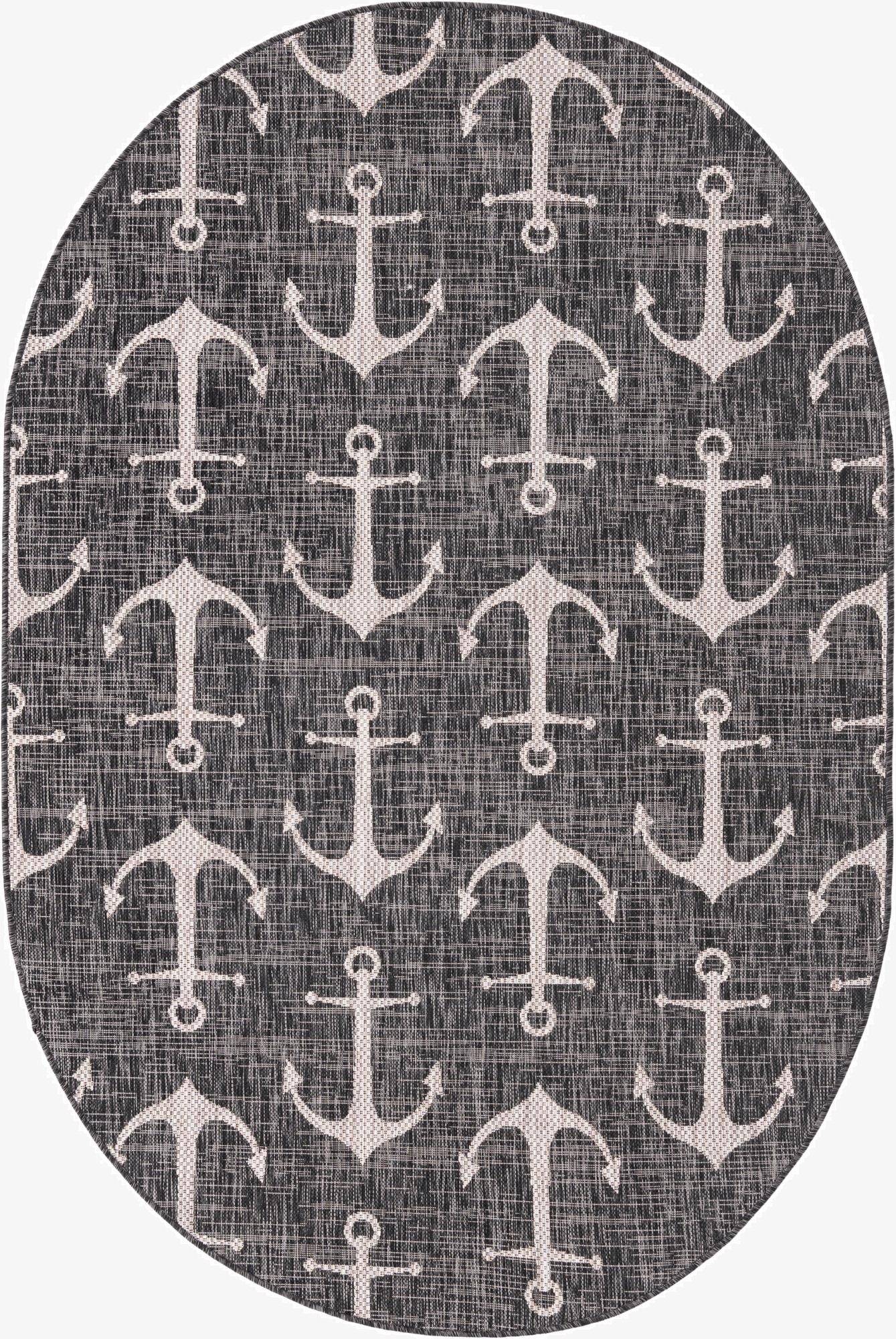 160cm x 245cm  Washable Coastal Indoor / Outdoor Óvalo Alfombra