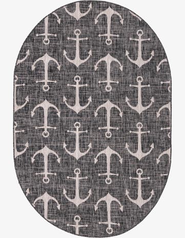 5' 3 x 8' Easy-Clean Coastal Indoor / Outdoor Oval Rug