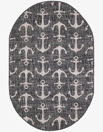 3' x 5' 3 Easy-Clean Coastal Indoor / Outdoor Oval Rug