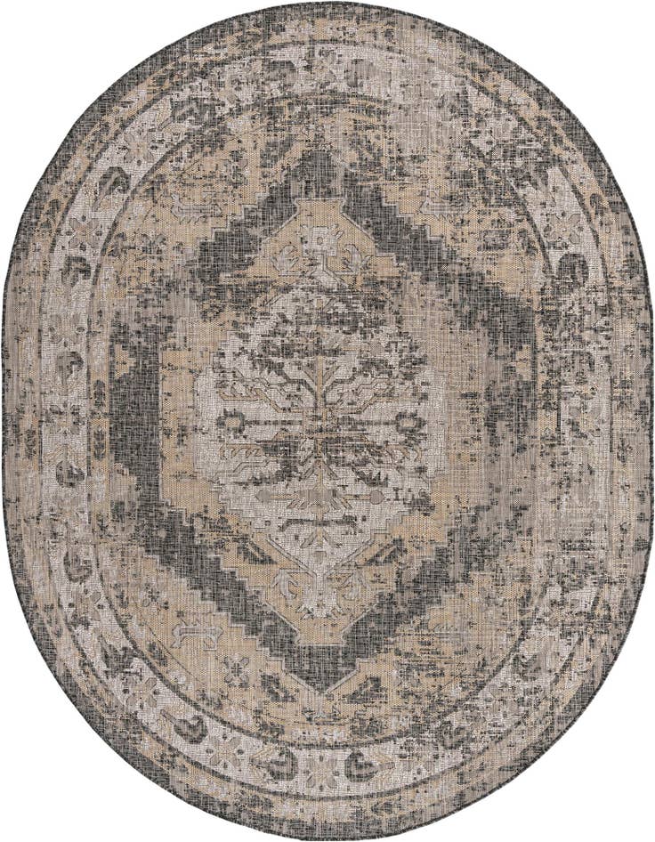 Detail image of 7' 10 x 10' Easy-Clean Traditional Indoor / Outdoor Oval Rug