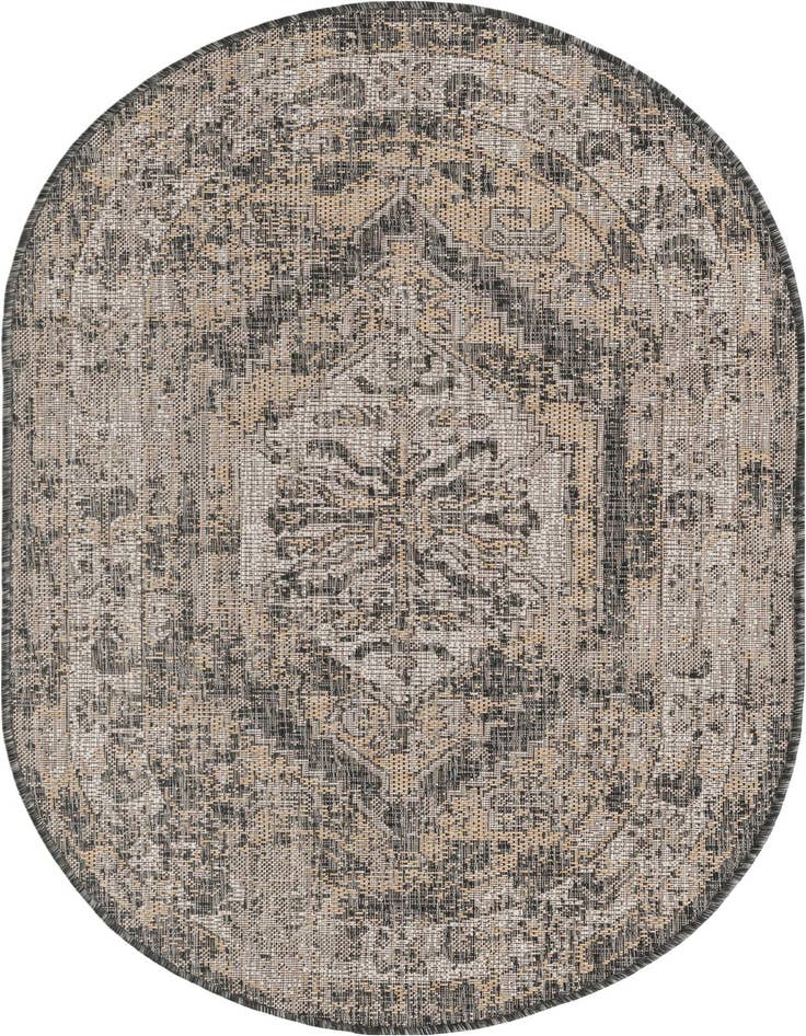 Detail image of 3' x 5' 3 Easy-Clean Traditional Indoor / Outdoor Oval Rug