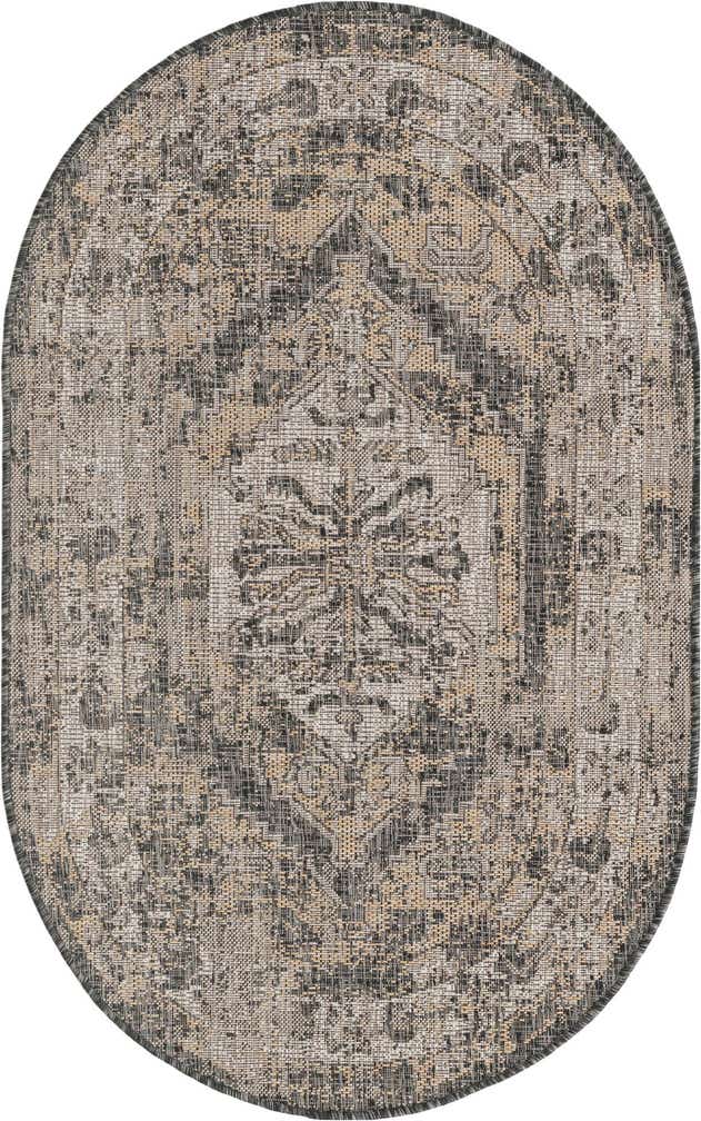 3' x 5' 3 Easy-Clean Traditional Indoor / Outdoor Oval Rug