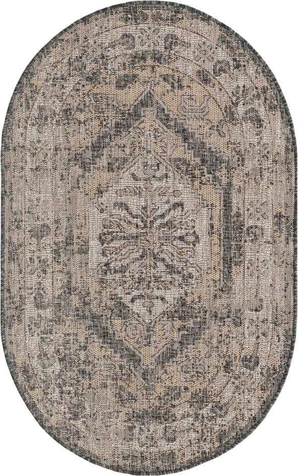 Detail image of 3' x 5' 3 Easy-Clean Traditional Indoor / Outdoor Oval Rug