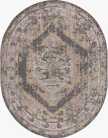 7' 10 x 10' Easy-Clean Traditional Indoor / Outdoor Oval Rug