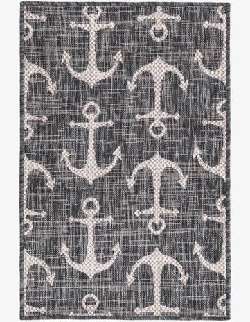 Charcoal Easy-Clean Coastal Indoor / Outdoor Rug