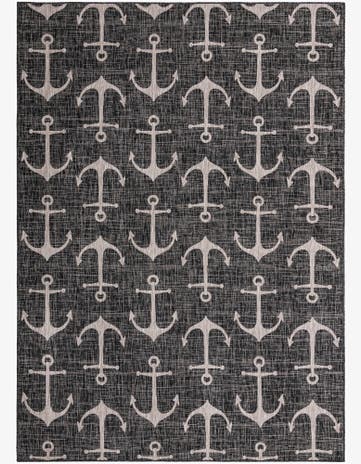 Charcoal Easy-Clean Coastal Indoor / Outdoor Rug