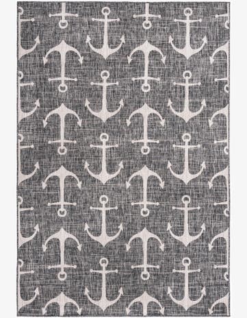 Charcoal Easy-Clean Coastal Indoor / Outdoor Rug