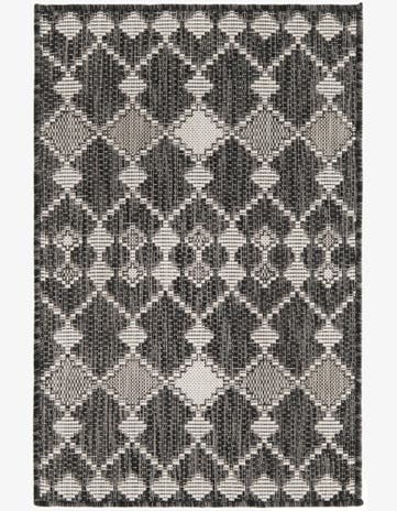 Charcoal Easy-Clean Lattice Indoor / Outdoor Rug