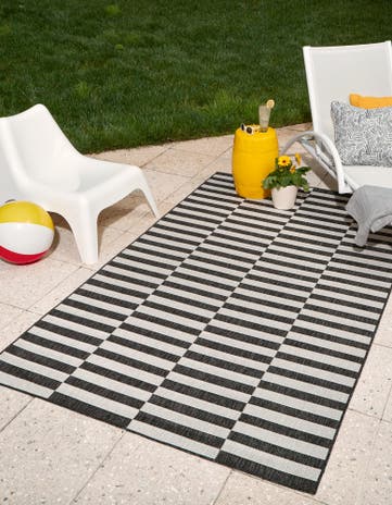 Charcoal Easy-Clean Ribbon Indoor / Outdoor Rug
