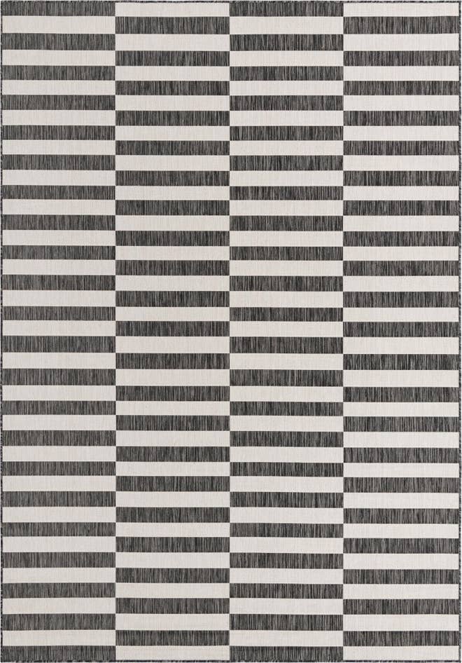 Detail image of 7' 10 x 11' Easy-Clean Striped Indoor / Outdoor Rug