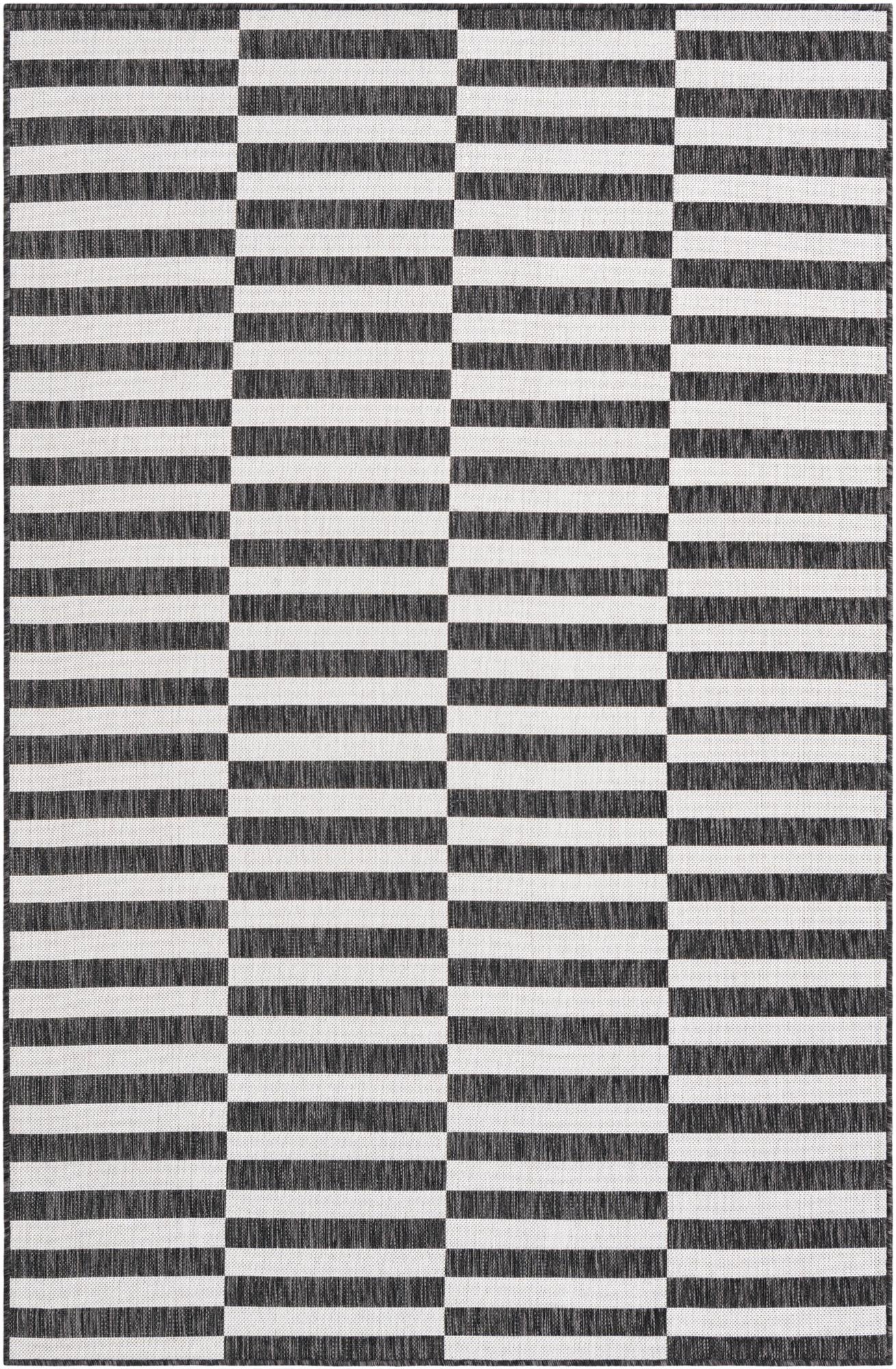 5' 3 x 8'  Washable Striped Indoor / Outdoor Rug