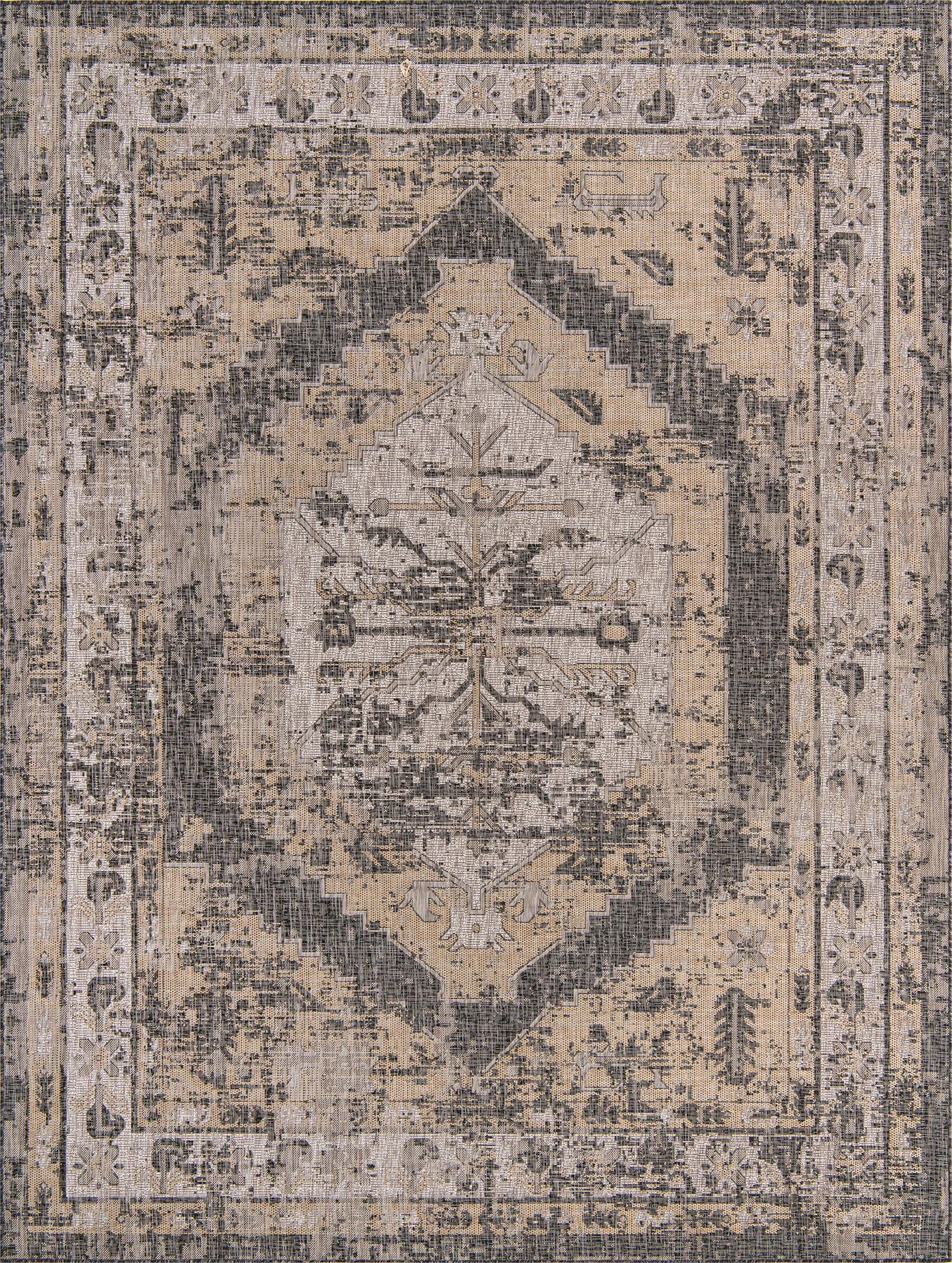 Primary image 9' x 12'  Washable Traditional Indoor / Outdoor Rug