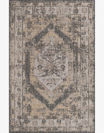 Charcoal Easy-Clean Traditional Indoor / Outdoor Rug