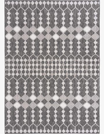 Charcoal Easy-Clean Trellis Indoor / Outdoor Rug