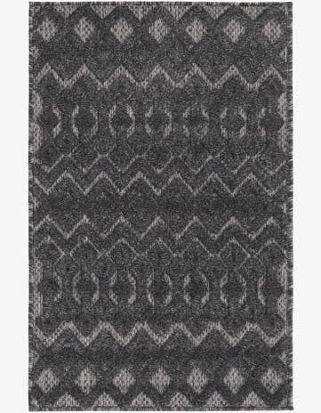 Charcoal Easy-Clean Trellis Textured Indoor / Outdoor Rug