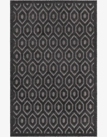 Charcoal Easy-Clean Trellis Textured Indoor / Outdoor Rug