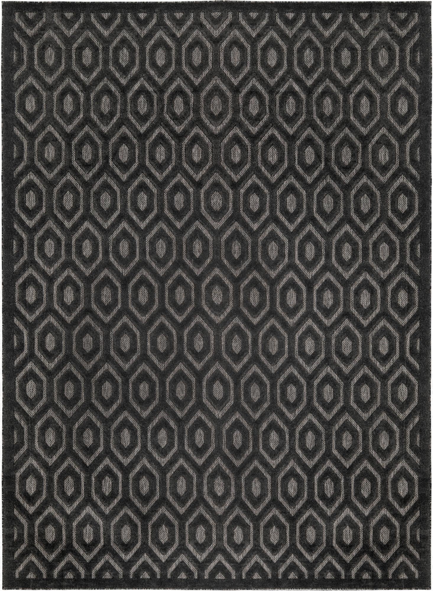 9' x 12'  Washable Trellis Textured Indoor / Outdoor Rug