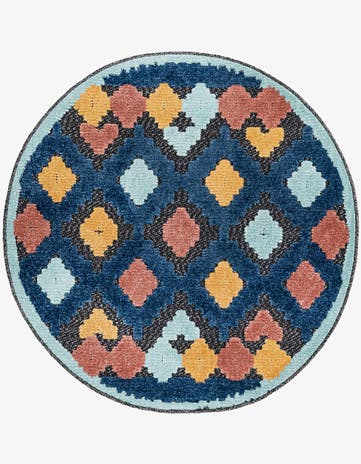 Charcoal Easy-Clean Belize Indoor / Outdoor Round Rug