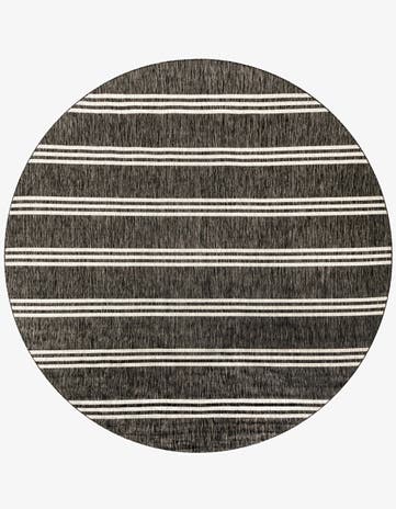 Charcoal Easy-Clean Jill Zarin Anguilla Indoor / Outdoor Round Rug