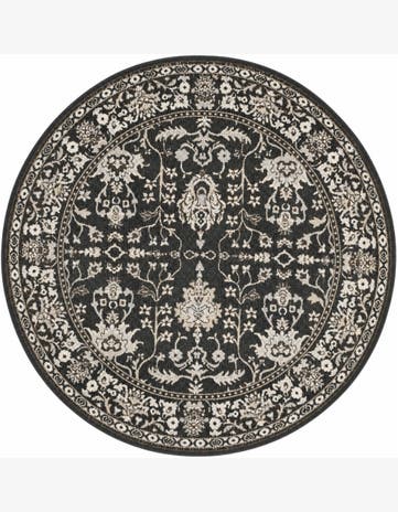 Charcoal Kamala Washable Round Rug