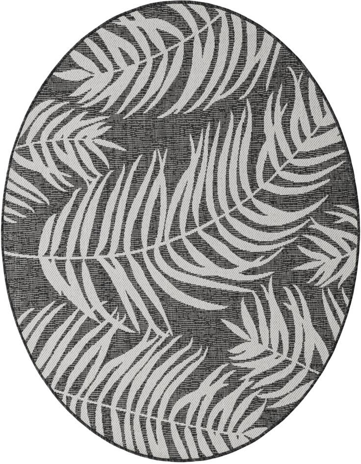Detail image of 5' 3 x 5' 3 Easy-Clean Botanical Indoor / Outdoor Round Rug