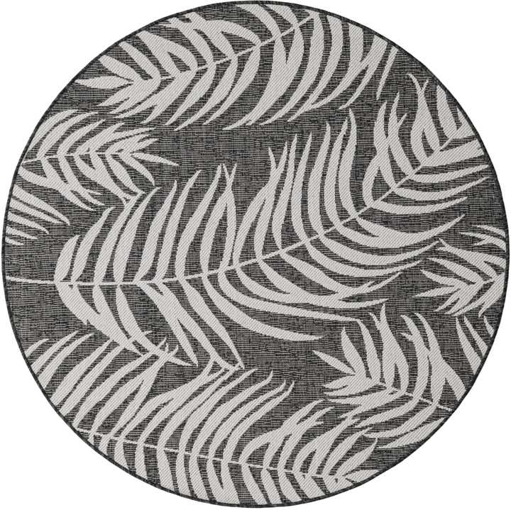 5' 3 x 5' 3 Easy-Clean Botanical Indoor / Outdoor Round Rug