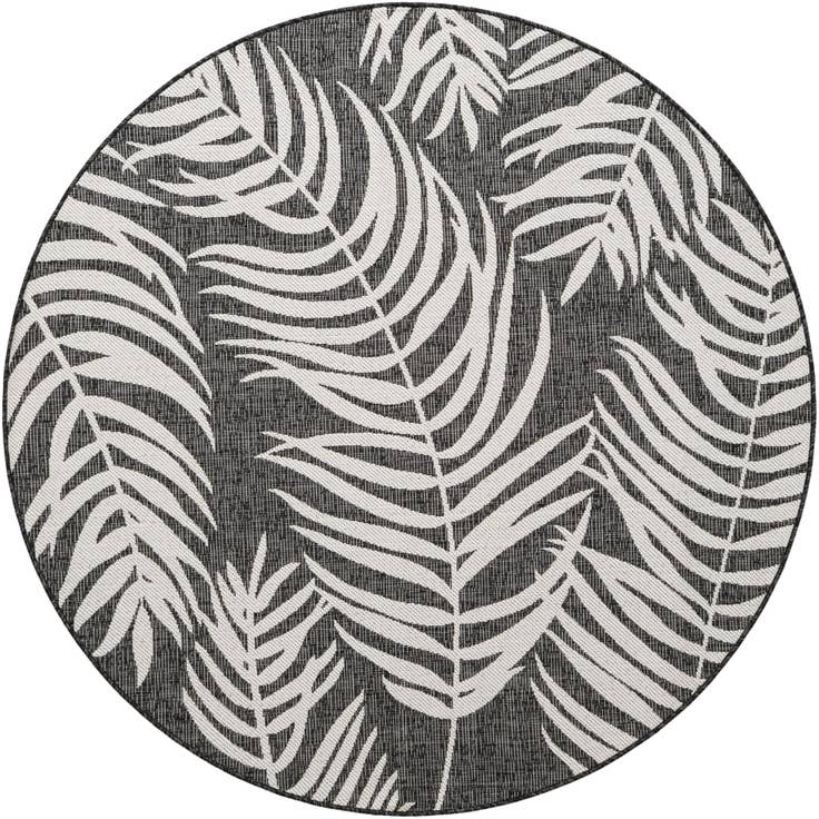 Detail image of 6' x 6' Easy-Clean Botanical Indoor / Outdoor Round Rug