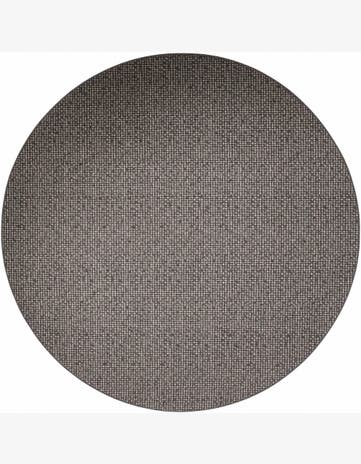 Charcoal Easy-Clean Checkered Indoor / Outdoor Round Rug