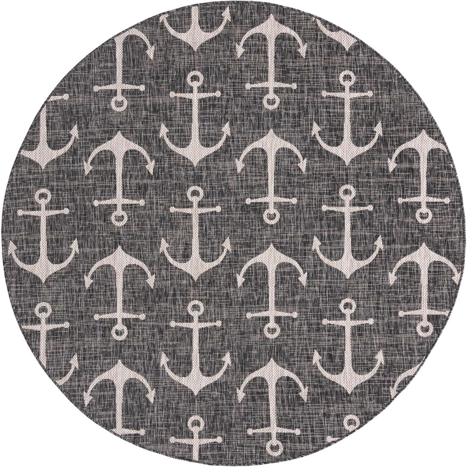 7' 10 x 7' 10 Easy-Clean Coastal Indoor / Outdoor Round Rug