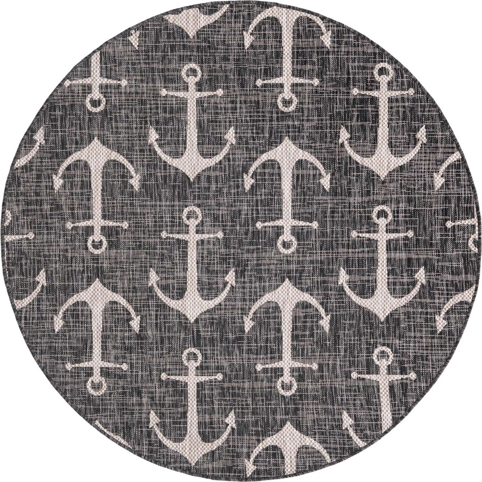 5' 3 x 5' 3 Easy-Clean Coastal Indoor / Outdoor Round Rug