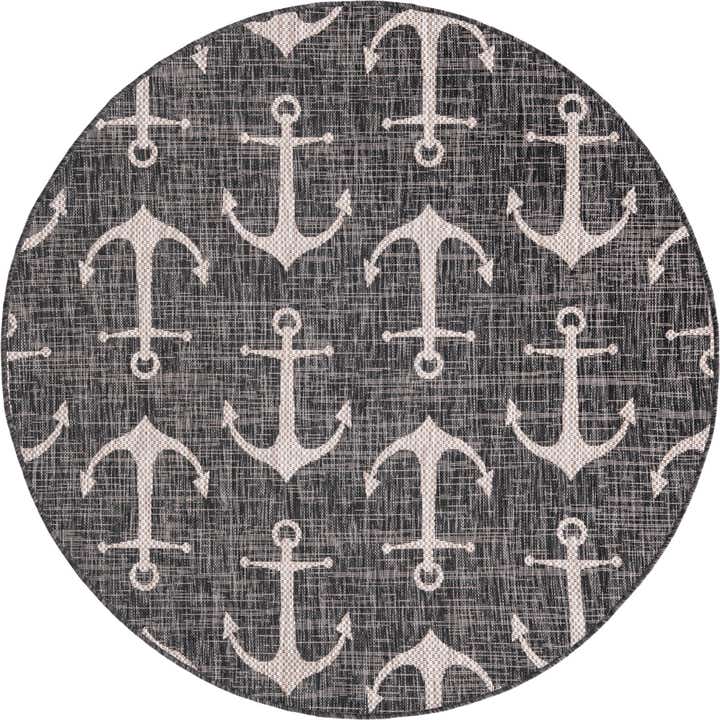 5' 3 x 5' 3 Easy-Clean Coastal Indoor / Outdoor Round Rug