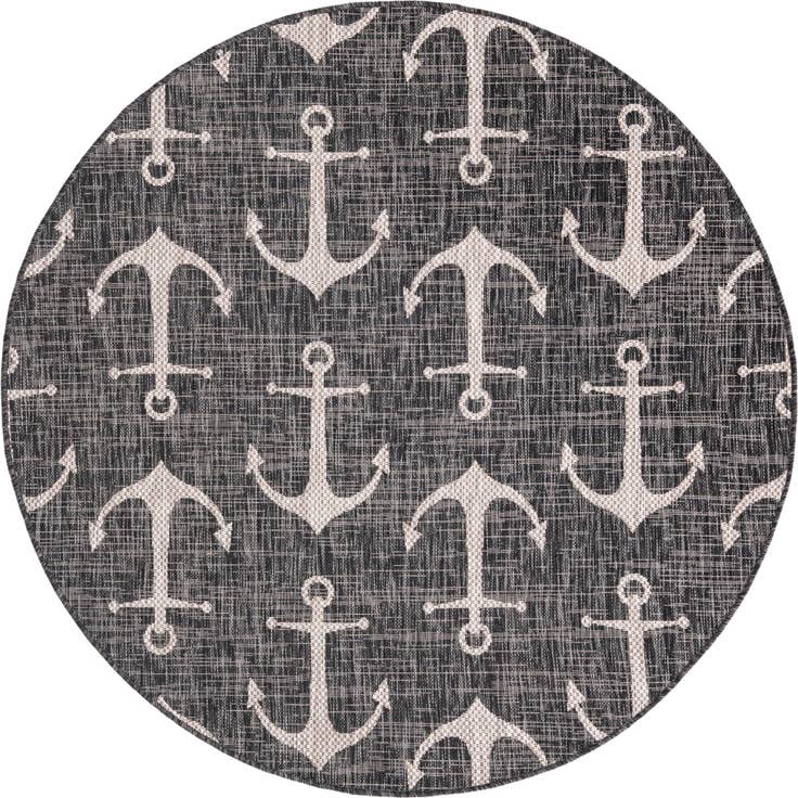 Detail image of 5' 3 x 5' 3 Easy-Clean Coastal Indoor / Outdoor Round Rug